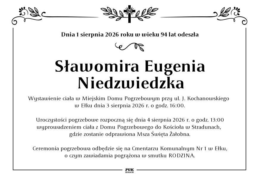 Sławomira Eugenia Niedzwiedzka - nekrolog